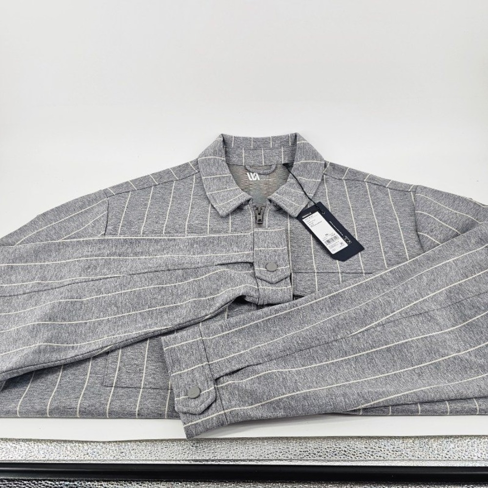 VRST Shirt Jacket Mens XXL Light Grey Pinstripe NEW Stretch Moisture Wicking